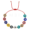 10mm Colorful Glass Evil Eye Adjustable Braided Bead Bracelets for Women Men BC1589-1