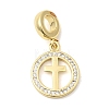 Brass Pave Clear Cubic Zirconia European Dangle Charms KK-A296-12B-G-1