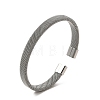 304 Stainless Steel Flat Mesh Chains Shape Open Cuff Bangle for Women BJEW-C0033-04P-1