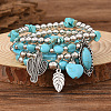 4Pcs Synthetic Turquoise & CCB Beaded Stretch Bracelets FS-WGC8DBE-05-1
