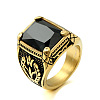 316L Stainless Steel & Cubic Zirconia Men's Vintage Carved Finger Rings FS-WG82D33-49-1