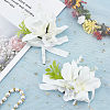 2Pcs 2 Style Silk Cloth Rose Flower Boutonniere Brooch & Wrist Corsage AJEW-CP0001-53-7