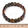 Dyed & Heated Natural Agate Oval Beaded Stretch Bracelet G-E010-01-24-3