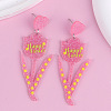 Easter Acrylic Glitter Powder Dangle Stud Earrings FS-WG58748-02-1