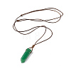 Natural Green Aventurine Nugget Pendant Necklace with Waxed Cord for Women NJEW-F306-01A-2