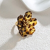 Flower 304 Stainless Steel Finger Rings for Women RJEW-A294-04G-1