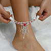 Bowknot Tassel Alloy Rhinestone Anklets for Women WGEE1E3-02-2