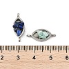 Natural Mixed Gemstone Chip 304 Stainless Steel Horse Eye Connector Charms KK-P300-12P-3