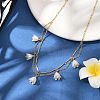 Shell Pearl & Acrylic Flower Bib Pendant Necklaces NJEW-TA00169-2