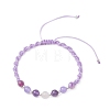 Natural White Moonstone & Malaysia Jade & Striped Agate & Amethyst Round Beads Braided Bead Bracelets for Women BJEW-JB12917-02-1