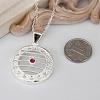 Simple Silver Color Plated Brass Cubic Zirconia Hollow Flat Round Pendant Necklaces For Women NJEW-BB12857-6
