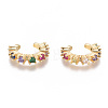 Golden Plated Brass Micro Pave Cubic Zirconia Cuff Earrings EJEW-L244-26G-1
