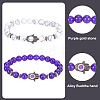 5Pcs 5 Style Natural & Synthetic Mixed Gemstone Round & Hamsa Hand Beaded Stretch Bracelets Set for Women BJEW-AN0001-33-3