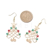Brass Glass Dangle Earrings EJEW-TA00735-4