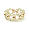 Gemstone & Brass Braided Beaded Circle Ring Wrap Stretch Ring for Women RJEW-JR00542-6