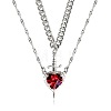 2Pcs Sword & Heart Zinc Alloy Light Siam Rhinestone Pendant Double Layer Necklaces for Women FS-WG484C5-02-3