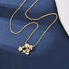 Brass Pave Clear Cubic Zirconia Pendant Box Chain Adjustable Slider Necklaces NJEW-D348-03C-G-2