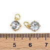 Flat Round Brass Glass Charms KK-L240-06G-02-3