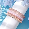 5Pcs 5 Styles Faceted Round Glass Beaded Stretch Bracelet Sets BJEW-JB10423-01-3