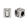 304 Stainless Steel Large Hole Letter European Beads STAS-H428-01AS-U-1