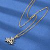 Flower Brass Micro Pave Cubic Zirconia Pendant Neckalces NJEW-C076-22G-2