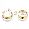 Brass Enamel Stud Earrings EJEW-T014-05G-NF-3