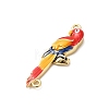 Brass Enamel Bird Connector Charms KK-H529-03G-2