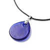 Blue Lampwork Evil Eye Pendant Necklace with Waxed Cord for Women NJEW-JN03955-01-6