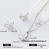 304 Stainless Steel Enamel Butterfly Pendant Necklace & Stud Earrings Set for Women AP1846-4-1