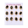 6 Pairs 304 Stainless Steel Pave Cubic Zirconia Stud Earrings SA-CBADCF0-04G-03-4