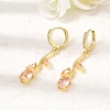 Brass Micro Pave Cubic Zirconia Hoop Earrings CU-CBA108A-14G-06-2