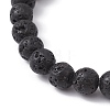 Natural Lava Rock & Natural Lapis Lazuli Gemstone Round Beaded Stretch Bracelet BJEW-JB09767-02-4