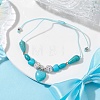 Heart Synthetic Turquoise Braided Bead Bracelets BJEW-JB09819-4