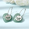 Natural Green Aventurine & 304 Stainless Steel Hoop Earrings for Women EJEW-G475-02P-06-1