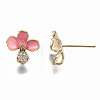 Brass Enamel Micro Clear Cubic Zirconia Stud Earring Findings KK-R114-01-NF-3