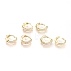 Brass Micro Pave Clear Cubic Zirconia Huggie Hoop Earrings LS-EJEW-G275-02G-1