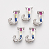 Brass Cubic Zirconia Slide Charms ZIRC-S063-01J-P-1