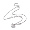 304 Stainless Steel Heart & Star Pendant Necklace for Women NJEW-F298-12P-2