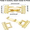 5 Strands Alloy and Brass Fold Over Clasps PALLOY-FH0001-33-2