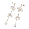 Valentine's Day 304 Stainless Steel & Shell Pearl Dangle Stud Earrings EJEW-TA00808-4
