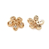 Brass Micro Pave Clear Cubic Zirconia Bead Caps KK-S350-08G-1