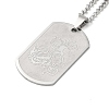 304 Stainless Steel Curb Chain Rectangle with Dragon Pendant Necklaces for Women NJEW-M008-03P-1