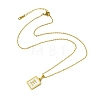 Ion Plating(IP) Rectangle with Initial Letter 304 Stainless Steel Pendant Necklace NJEW-R265-04G-E-3