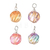 Baking Paint and Golden Metal Enlaced Glass Pendants PALLOY-JF05670-01-1