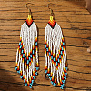Bohemian Handmade Glass Seed Beads Arrow Tassel Dangle Earrings ZN2273-4-1
