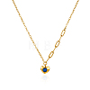 304 Stainless Steel Pave Blue Cubic Zirconia Heart Pendant Cable Chain Necklaces for Women OU4344-1-4