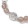 2Pcs Round Natural Quartz Crystal & Grey Agate & Larvikite & White Crazy Lace Agate Beads Stretch Bracelets BJEW-JB13000-4