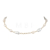 Natural Baroque Keshi Pearl Nuggets & Glass Seed Beaded Necklaces for Women NJEW-JN06067-2