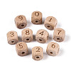 Engraved Beech Wood Beads WOOD-N022-07-1
