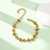 304 Stainless Steel Flat Round & Knot Link Chain Bracelets for Women BJEW-F536-08G-1